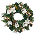 Weißgold Magnolie beleuchtet Weihnachtskranz