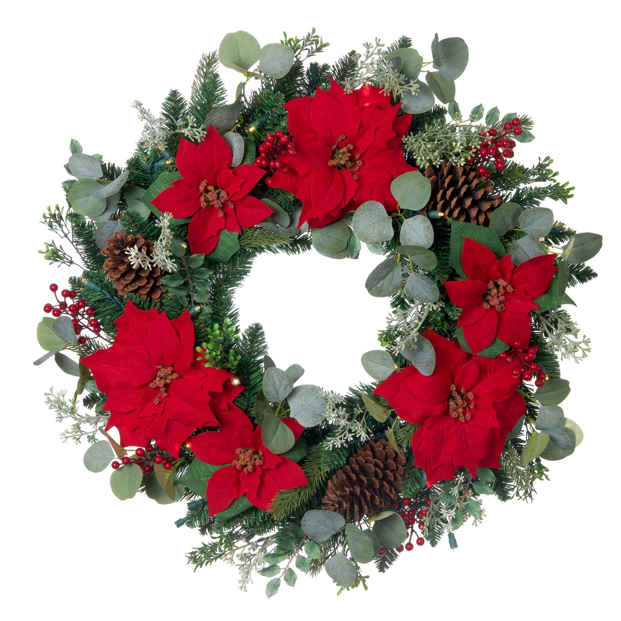 Weihnachts-Poinsettia beleuchtet Weihnachtskranz