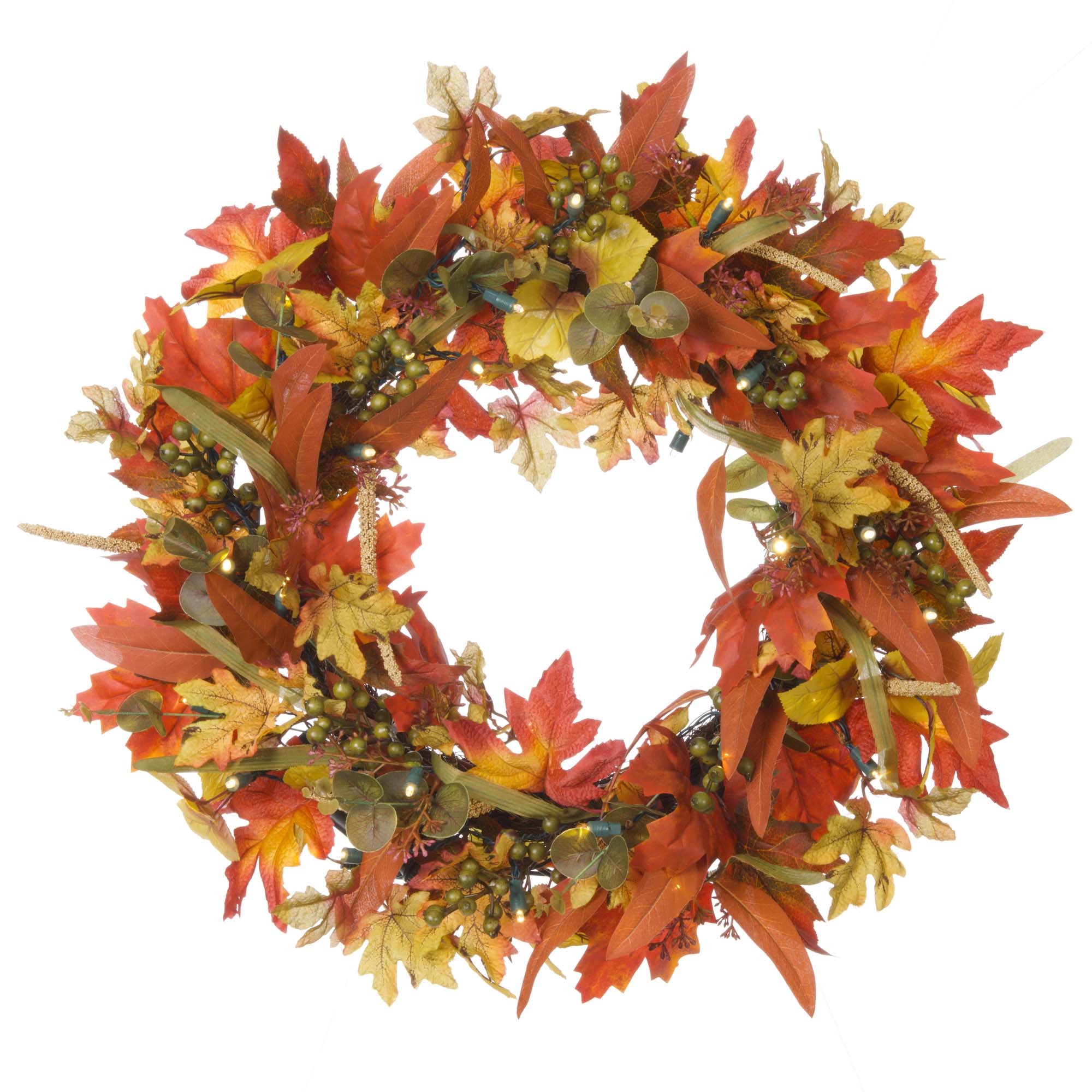 Fall Harvest Leaf Lighted Wreath (Blatt befeuerter Kranz)