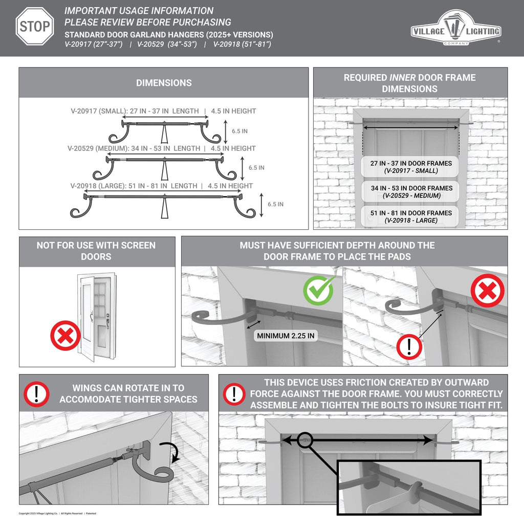 Schlanke Vordertür Garland Hangers