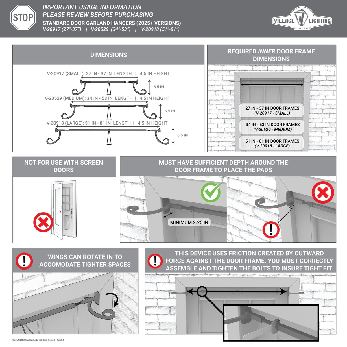 Schlanke Vordertür Garland Hangers
