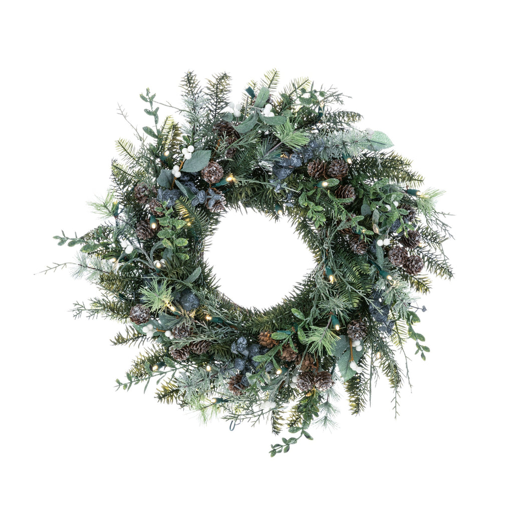 Rustikaler White Berry LED-Kranz