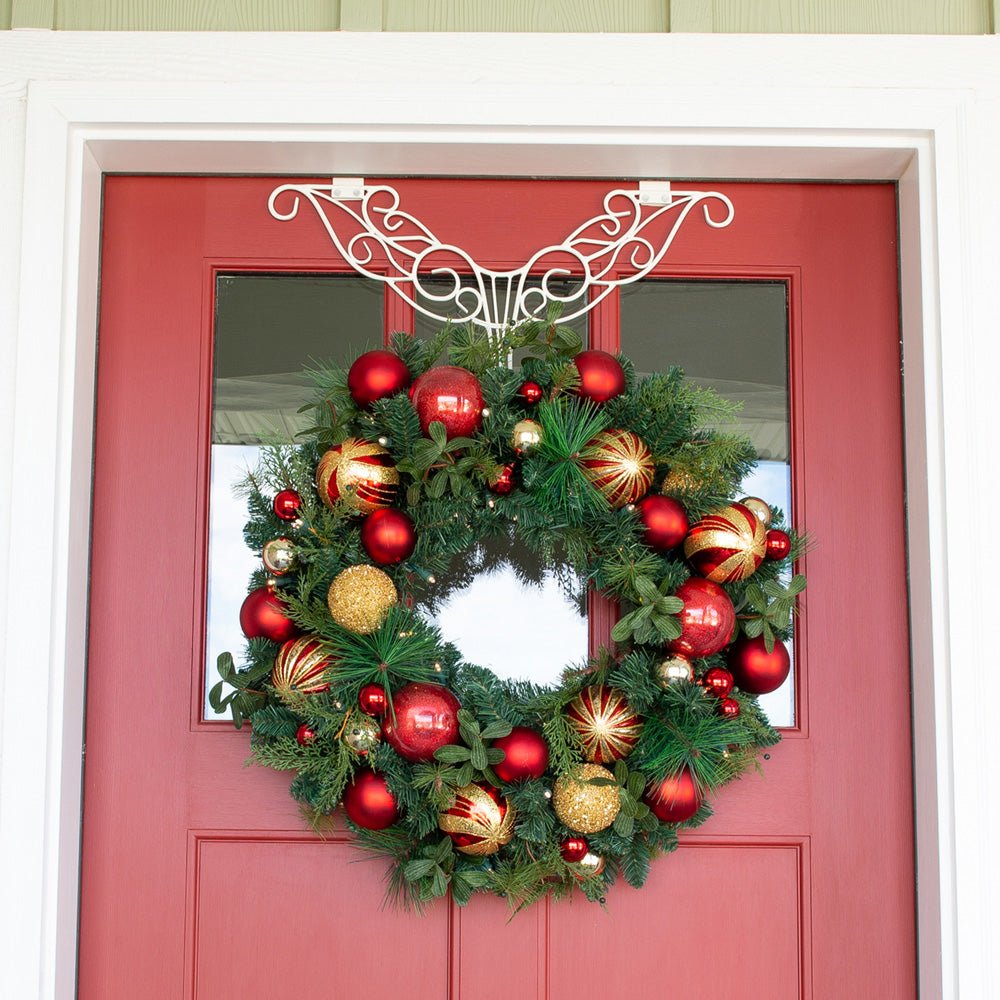 Klassisches Gold & Roter Weihnachtskranz