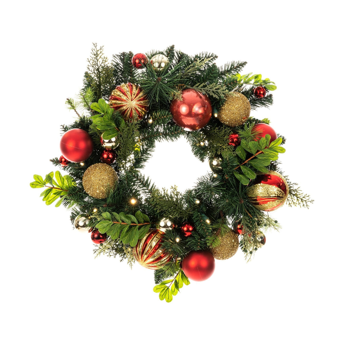 Klassisches Gold & Roter Weihnachtskranz