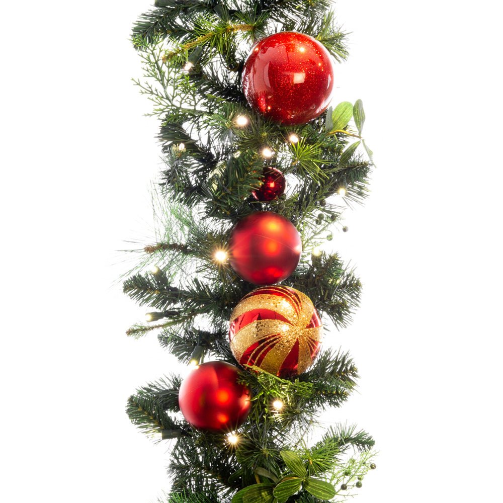 Weihnachtsklassiker Rot & Gold Garland - 9 Fuß
