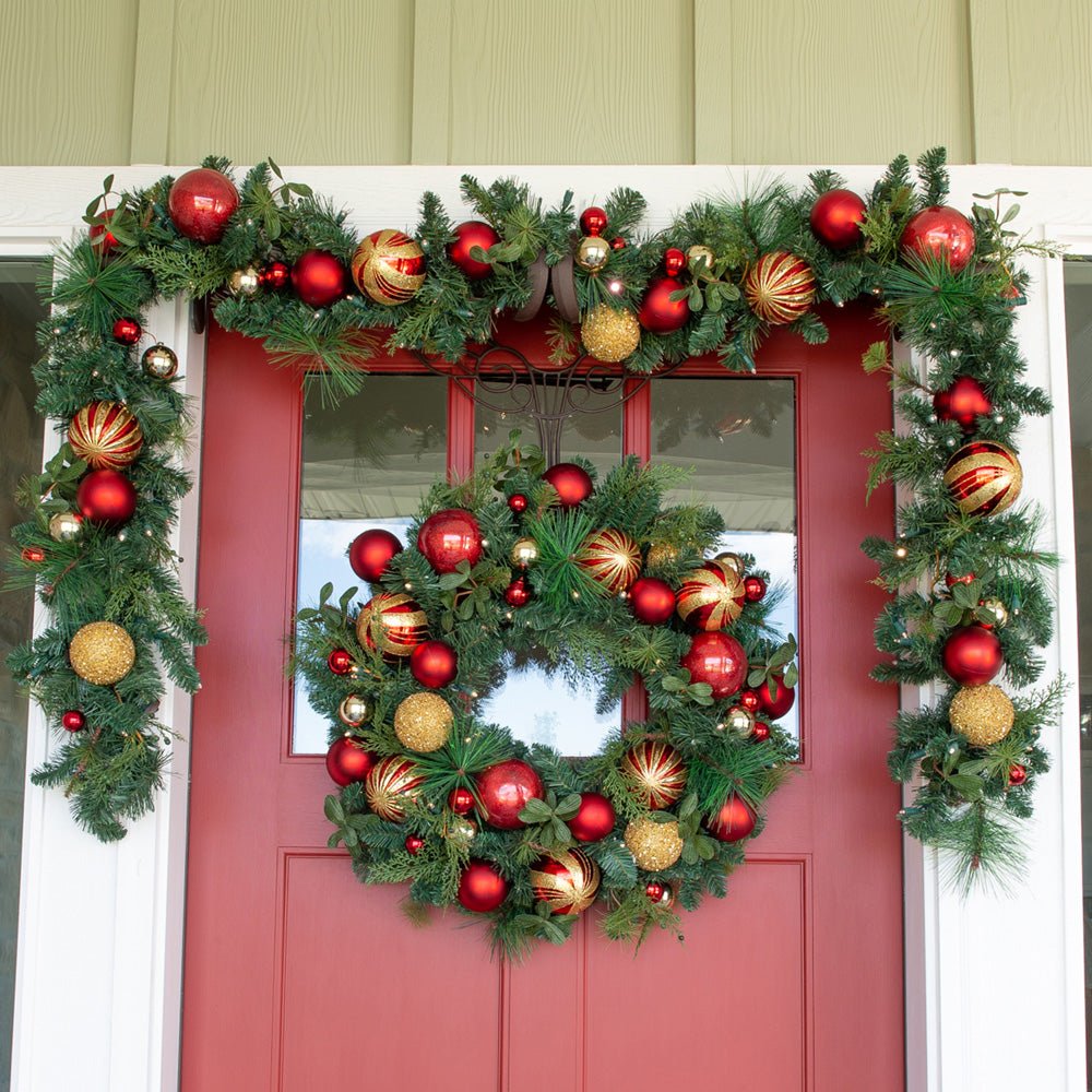 Weihnachtsklassiker Rot & Gold Garland - 9 Fuß