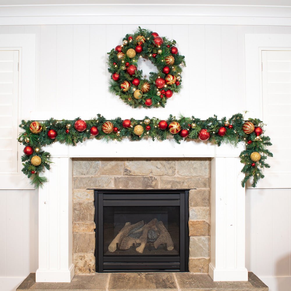 Weihnachtsklassiker Rot & Gold Garland - 9 Fuß