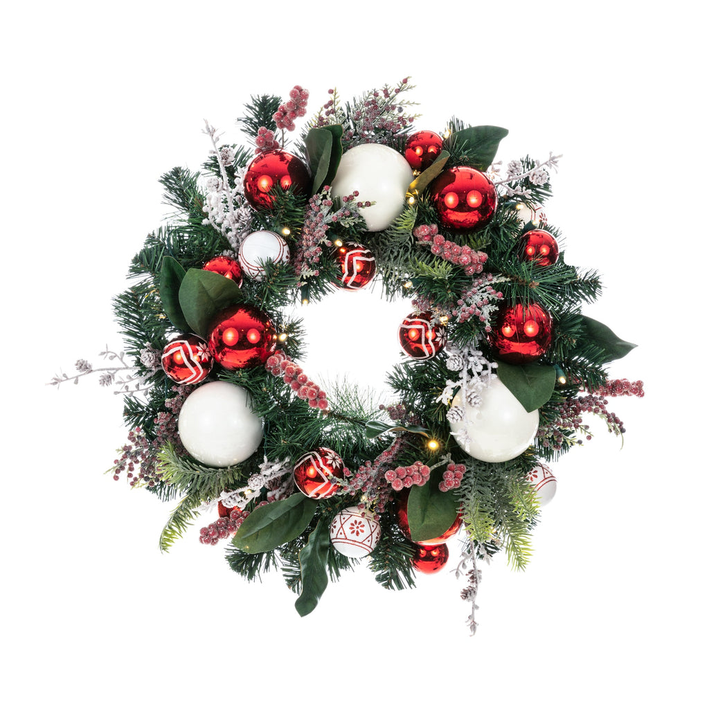 Nordischer Rot-Weißer Weihnachtskranz