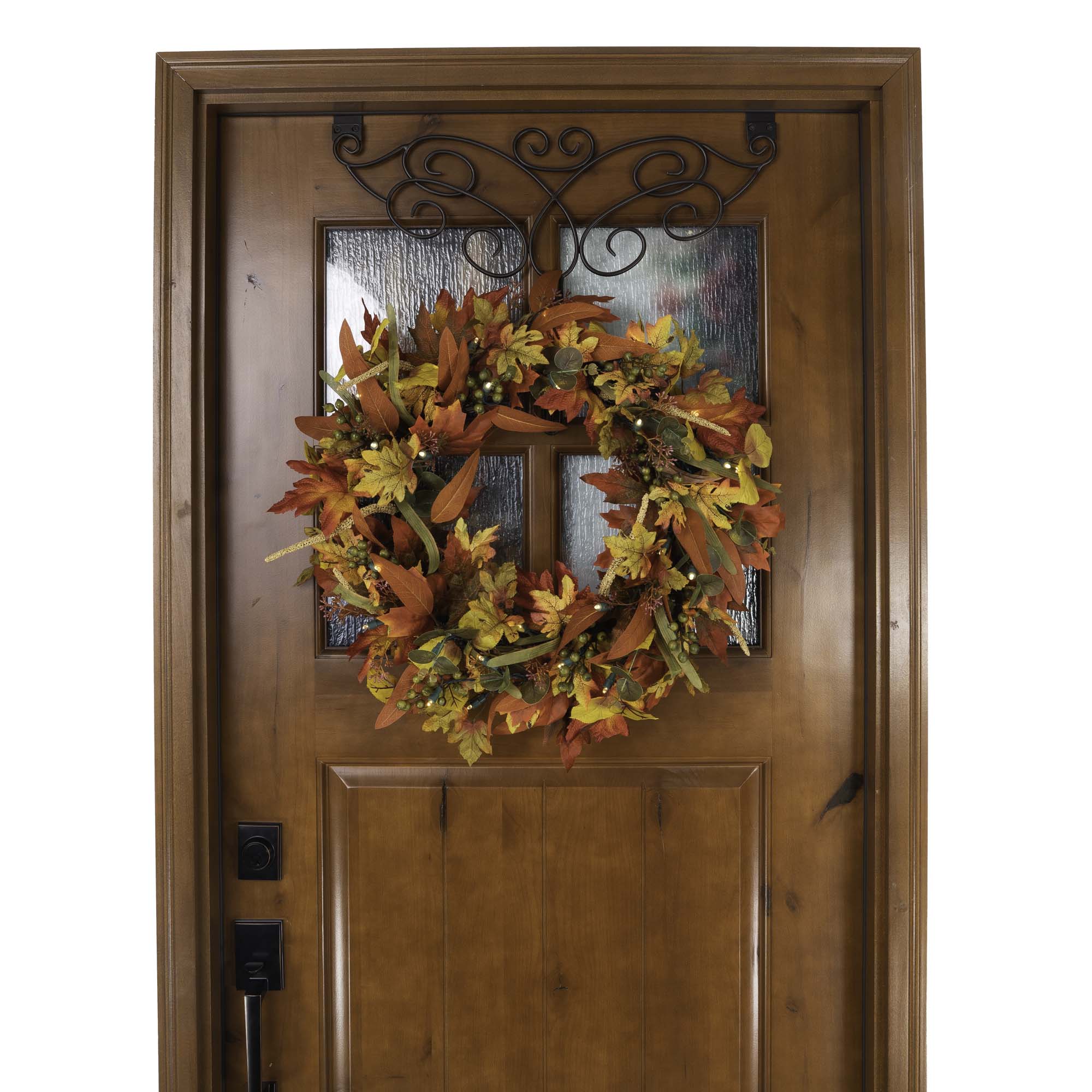 Fall Harvest Leaf Lighted Wreath (Blatt befeuerter Kranz)