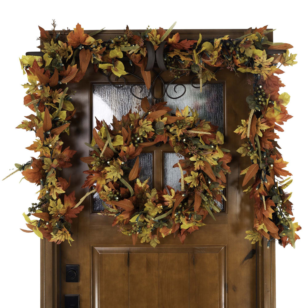 Fall Harvest Leaf Lighted Wreath (Blatt befeuerter Kranz)