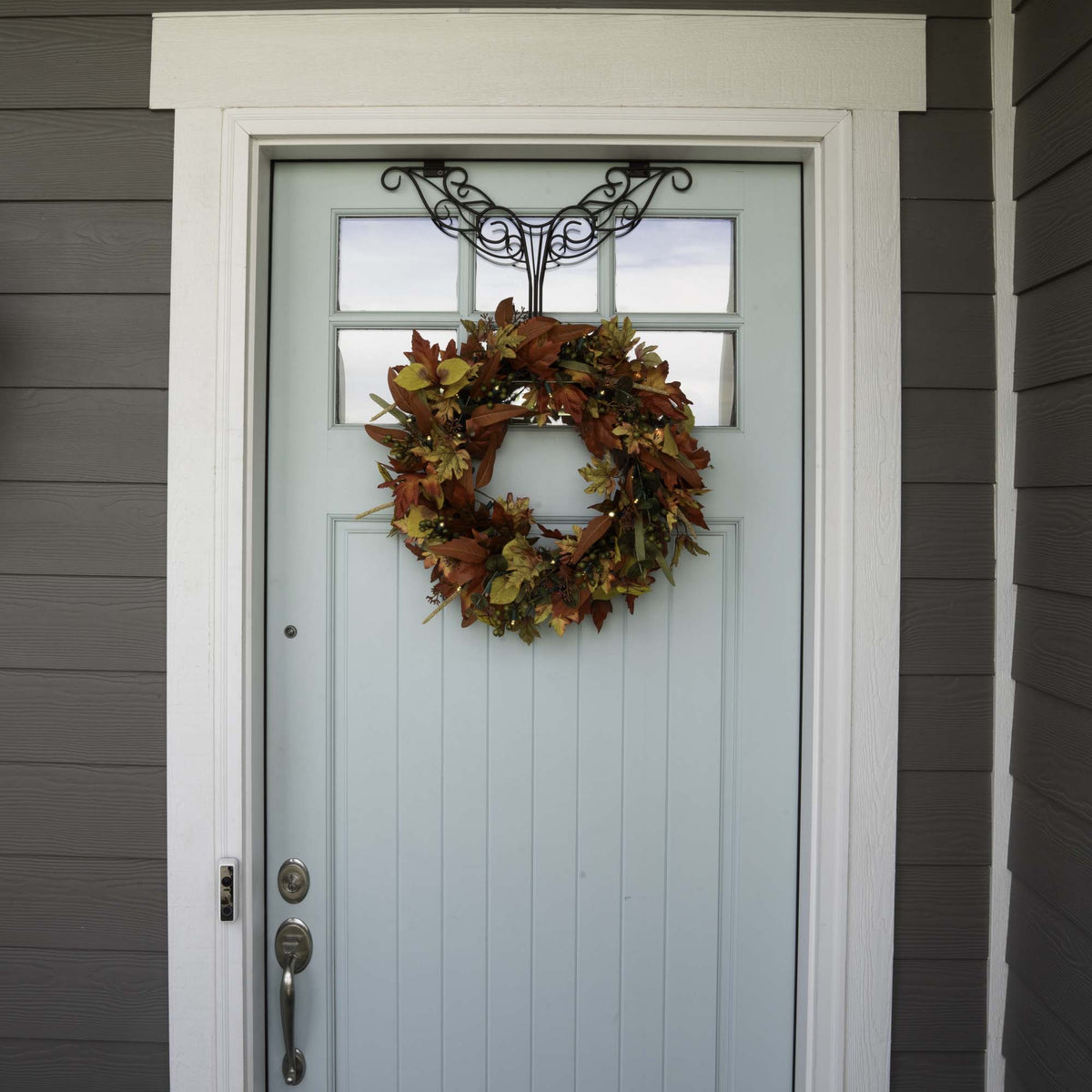 Fall Harvest Leaf Lighted Wreath (Blatt befeuerter Kranz)