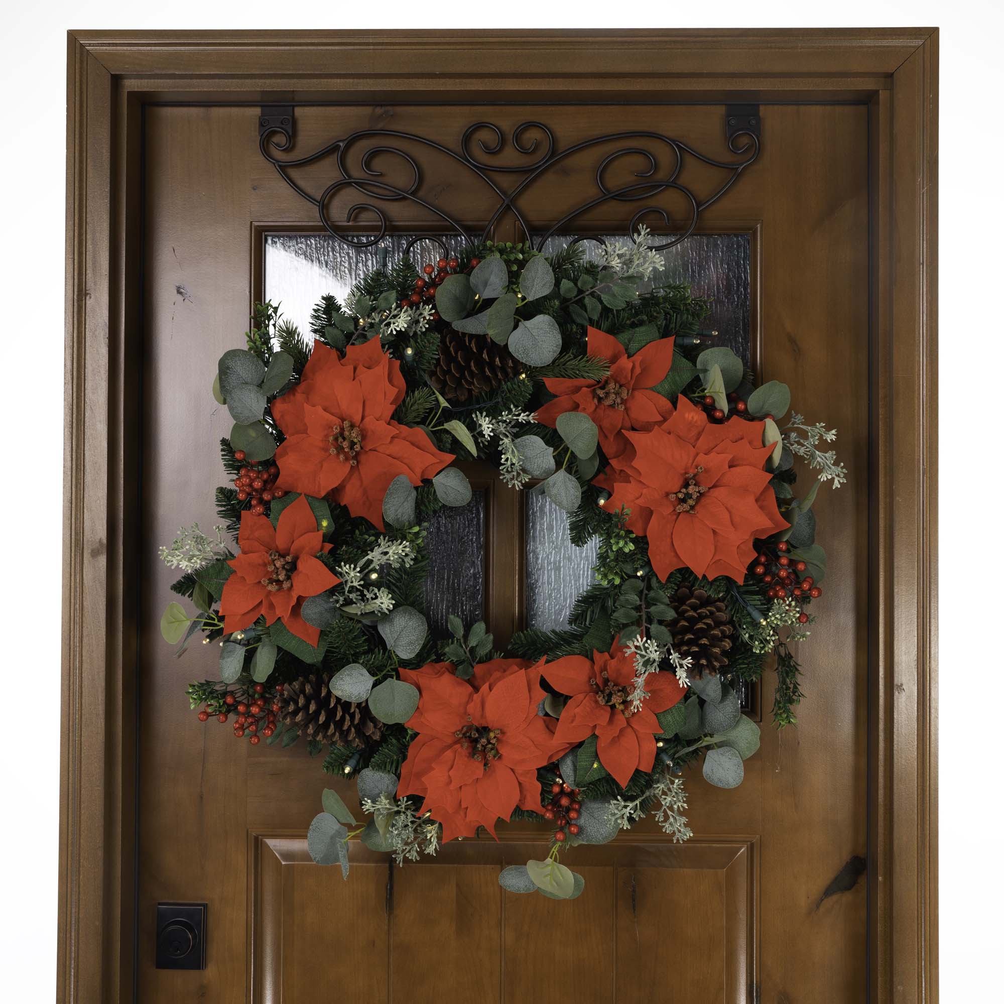 Weihnachts-Poinsettia beleuchtet Weihnachtskranz